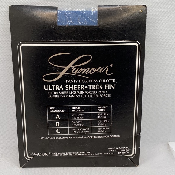 L’amour Ultra Sheer Pantyhose Nylons Wedgewood Blue 125-150 lbs Vintage - Picture 6 of 9